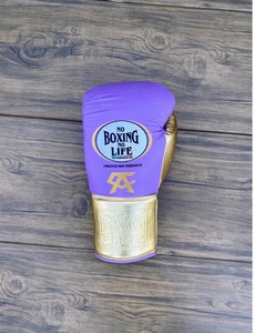Guantes de Boxeo Personalizados No Boxing No Life Canelo, Color Morado y Dorado, de Cuero Vacuno Auténtico, para Entrenamiento de MMA, con Cordones, Ligeros y Transpirables - Product Image 5