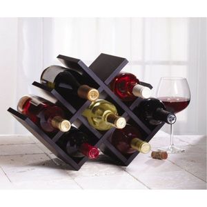 Modern Countertop Wooden Wine Rack 8 Bottles Diamond Wooden Wine Holder Free Standing Display Shelf <b>Tabletop</b> Home Decor <b>Storage</b> - Product Image 1