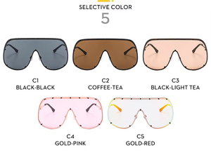 Gafas de Sol Unisex Extra Grandes de Diseño Moderno para Mujer, Estilo Y2K, Color Negro, Lentes de PC con Protección UV400, Diseño de una Pieza, Estilo Punk, Venta al Por Mayor 2025 - Product Image 6