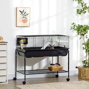 Gabbia Rimovibile a Due Piani per Piccoli Animali con Ruote e Ripiano per Porcellini d'India, Ricci, Cincillà, Furetti - Supporto Incluso - Product Image 1
