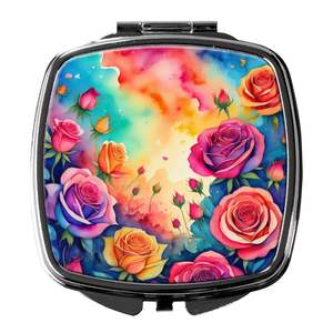 Roses colorées miroir de maquillage de voyage compact miroir de poche pliant pour femmes et filles idée cadeau décorative - Product Image 1