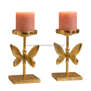 Candelabro Decorativo de Aluminio con Forma de Mariposa, Acabado Dorado, para Mesa de Comedor, Bodas, Fiestas, Centro de Mesa - Product Image 3