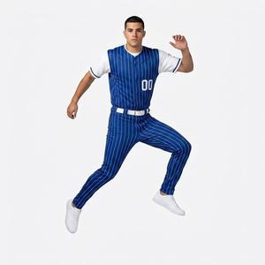 Uniforme de Béisbol a Rayas Azules para Hombre Five B, Conjunto de Pantalones y Jersey de Manga Corta, Transpirable, de Poliéster, para Todas las Temporadas, Ropa de Equipo, Logotipo Personalizado - Product Image 1