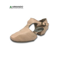 Zapatos de Baile Unisex de Cuero Genuino con Forro de Algodón y Suela de Fibra, Estilo Griego con Correa en T, Tacón Bajo para Práctica de Ballet y Teatro