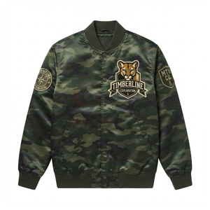 เสื้อแจ็คเก็ตเบสบอลทรงบอมเบอร์ลายพรางผ้าซาตินโพลีเอสเตอร์สไตล์เรโทรติดกระดุมลำลองพิมพ์ลายซับลิเมชั่นปักลายตัวอักษรสำหรับผู้ชายใส่ในฤดูหนาว - Product Image 2