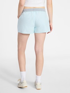 Shorts Oxford rayés bleu clair pour femme, taille haute, fermeture boutonnée, décontracté, respirant, coupe régulière - Product Image 3
