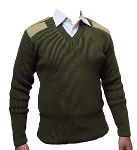 Pull en laine 100% tactique pour homme, col rond et col en V côtelé, 500g, toutes les couleurs, anti-rétrécissement, respirant, hiver - Product Image 1