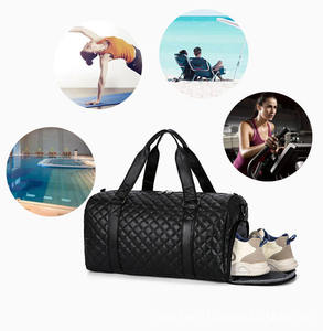 Sac de sport en toile SBA-001, imperméable, pour entraînement fitness, 50-70L, compartiment sec/humide, poche pour chaussures, sac de voyage à bandoulière - Product Image 4