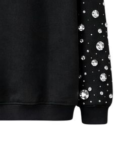 Sweat à capuche noir à strass, coupe oversize, en molleton épais, avec poche kangourou, personnalisable, pour homme, style streetwear - Product Image 4