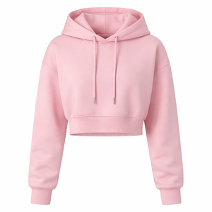 Sudadera Corta Rosa Personalizada al por Mayor - Sudadera Elegante para Mujer Directamente del Fabricante - Product Image 1