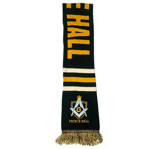 Prince Hall Masonic Embroidered Scarf Long Winter Thermal Insulation Men Adult Classic Style Black Gold Letter Pattern Acrylic - Product Image 6