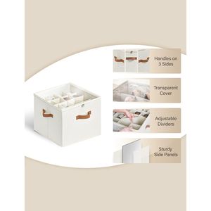 Scatola Portascarpe a Due Livelli per 16 Paia, Organizzatore con Divisori Regolabili e Coperchio Trasparente, Beige - Product Image 5