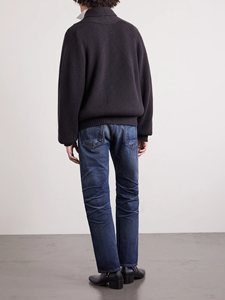 Jeans de mezclilla de hombre de pierna recta, lavado a la piedra, de algodón ligero, corte regular, transpirables para primavera y otoño, con efecto 'Laser Whiskers' de alta calidad - Product Image 2