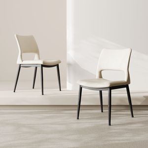 Juego de 2 Sillas de Comedor Modernas Minimalistas de Cuero PU Blanco con Respaldo Cómodo y Soporte de Patas Metálicas para Restaurantes - Product Image 1