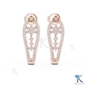 ต่างหูเพชรทรงกลมแบบเปิดครึ่งวงกลม ฝังเพชรแบบปาเว่ ทองคำแท้ 14K/18K  งานฝังเพชรแบบ CVD HPHT เพชรเพาะเลี้ยงในห้องปฏิบัติการ  เครื่องประดับหรูหราสำหรับงานแต่งงานสำหรับผู้หญิง - Product Image 5