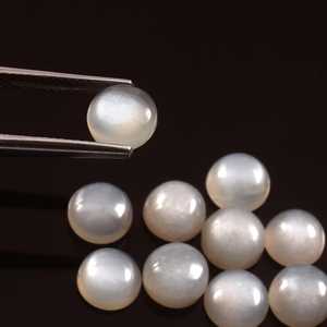 6X6MM Natural <b>Grey</b> Moonstone Round Cabochon Flat back Calibrated Loose Gemstone Jewelry Making Wholesale Lot - Product Image 2