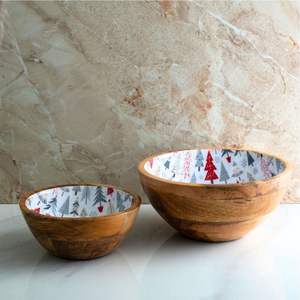 Tazón para Servir Hecho a Mano de Madera de Mango con Incrustaciones de Esmalte Floral Azul - Tazón Grande Decorativo para Frutas y Ensaladas para Decoración de Cocina y Mesa - Product Image 6