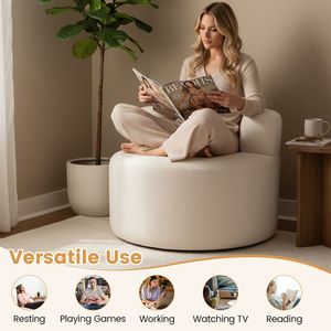 Poltrona Singola a Forma di Luna con Design da Pavimento e Morbido Tessuto in Pile Teddy - Product Image 5