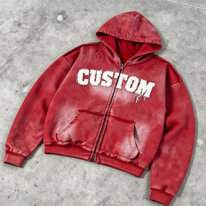 OEM/ODM Custom Logo Distressed Acid Wash Hoodies <b>Men</b> Oversized Baggy Vintage Drop Shoulder Premium Boxy Streetwear Faded Hoodie - Product Image 1