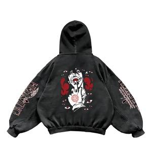 Custom Vintage Washed Oversized Hoodie with Screen Print Graphic Design <b>Y2K</b> <b>Streetwear</b> Heavyweight Pullover Sweatshirt Custom - Product Image 2