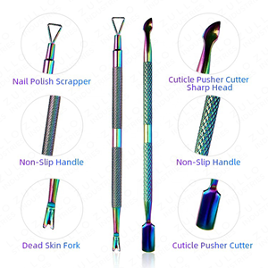 Kit de manucure en acier inoxydable titane noir, pince à cuticules, repousse-cuticules, grattoir à ongles avec emballage personnalisé OEM - Product Image 5