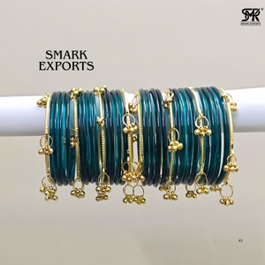 Ensemble de bracelets en gelée de Cachemire Morpankhi Ghungru pour les deux mains, Chudi indien traditionnel, mode féminine, plaqué or, 32 pièces - Product Image 3