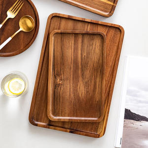 Modern Carbonize <b>Black</b> Rectangular Bamboo Wooden Decorative Serving <b>Tray</b> with Metal Handle for Party - Product Image 3
