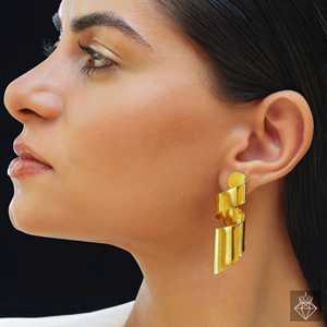 PRAO Declaración Diseño en espiral Pendientes de tuerca dorados Accesorio de moda antideslustre - Product Image 2