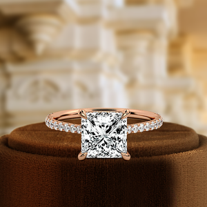Anillo de Compromiso con Diamante Cultivado en Laboratorio de Corte Princesa de 1.5CT, Estilo Halo, Oro Sólido de 14K, Certificado IGI, Anillo de Boda - Product Image 3