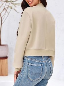 Chaqueta Bomber Blanca Personalizada para Mujer, Precio al por Mayor, Zeta Phi Beta, Tejido Sólido Antiencogimiento, Cierre de Cremallera, Largo Regular, Estilo Crop - Product Image 5