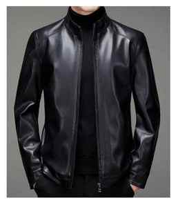 New Custom Leather Jacket Slim Fit with Oversized Stand Neck Fashionable Motorcycle Trend in Winter PU Material - Product Image 3