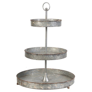 <b>3</b> <b>Tier</b> Galvanized <b>Cake</b> <b>Stand</b> Metal Tiered Serving Tray with Scalloped Edges for Cupcakes & Desserts Food Display <b>Stand</b> for Sale - Product Image 2