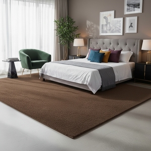 Hand Tufted Wool Rug Nordic Minimalist plain border brown color Rug rectangular Shape Living Room Luxury Thick Pile <b>Carpet</b> - Product Image 3