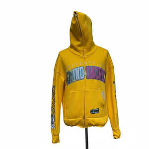 Nouveau style 2026 – Sweat à capuche zippé intégral confortable et doux en mélange polaire coton-polyester pour homme, avec logo brodé personnalisé, 450 g/m² - Product Image 1