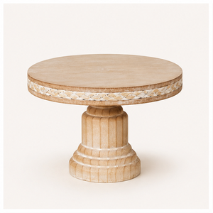 Soporte para Pastel de Madera Rústico Hecho a Mano con Base Acanalada, Elegante Plato Redondo de Madera para Exhibición de Postres, para Decoración de Bodas y Hogar - Product Image 3
