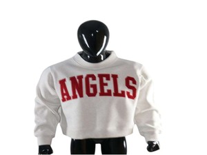 เสื้อสเวตเชิ้ตคอกลมสีขาวทรงครอป ANGELS แบบยูนิเซ็กส์ ผ้าฝ้ายโอเวอร์ไซส์ พิมพ์ลายตัวอักษรด้านหน้า สไตล์ลำลองสำหรับฤดูใบไม้ร่วง - Product Image 1