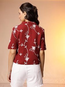 Camisa con botones para mujer, ropa de playa, top informal holgado de verano - Product Image 2