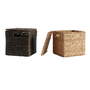 Boîte de rangement SHELF CUBE en jonc de mer et jacinthe, pour l'organisation domestique, avec poignées découpées, option pliable - Product Image 3