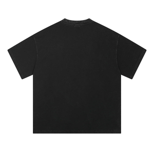 New Men's 250G 100% Cotton Knitted Solid Washed and Aged Oversized Breathable Quick Dry Two-piece <b>T</b>-shirt - Product Image 3