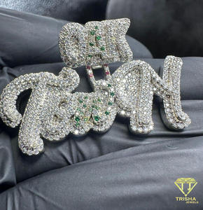 Name Style Pendant Moissanite Diamond Iced Out Hip Hop Necklace Bling Chain Luxury Jewelry Gift - Product Image 5