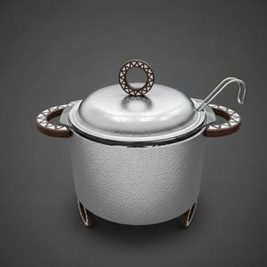 Soupière de luxe texturée avec poignées en bois géométriques, élégant réchaud alimentaire pour buffet, fête et traiteur - Product Image 2