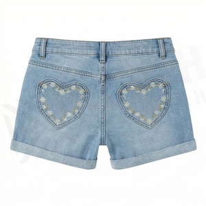 Heavy <b>Work</b> Casual Denim Shorts Colorful Floral Embroidery Womens Summer Loose <b>Jeans</b> High Quality Customized Color Wear - Product Image 2