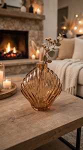 Shri Govind International Amber Embossed Handmade Long-lasting <b>Glass</b> Mini Tabletop Flower <b>Vase</b> for Home Wedding Boutique Display - Product Image 2