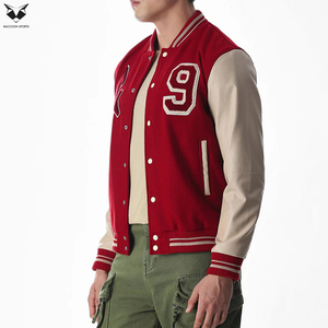 Custom Logo Durable Real Varsity Jacket, Solid Color Fashion Outerwear Factory Price Men's High Street Collage Varsity Jackets - Product Image 3