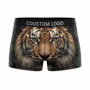 Boxers pour hommes à imprimé océan, taille mi-haute, taille élastique, en polyester tricoté respirant, avec impression par sublimation, style décontracté - Product Image 4