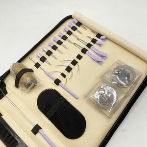 Professional Hair Extension Tool Kit with Zipper Case Pliers, <b>Needle</b> <b>Threader</b>, Hair Clips, Loops & Weaving Thread Set for Salon - Product Image 4