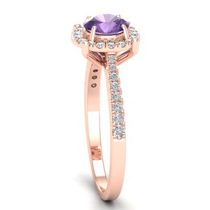 Bague en améthyste REYES, nouveau design, pour femmes, or rose massif 9K 10K 14K 18K 22K, diamants, bagues de fiançailles, bijoux fins - Product Image 3