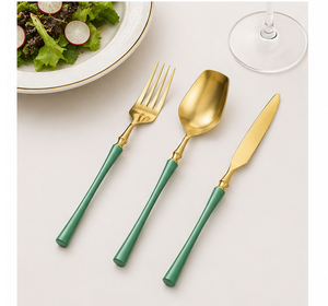 Juego de Cubiertos de Lujo en Verde Esmeralda y Dorado, Cubertería de Acero Inoxidable para Bodas y Cenas Elegantes, Juego de Cuchara, Tenedor y Cuchillo al Precio Más Bajo - Product Image 4