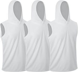 Débardeur à capuche sans manches pour homme, orange uni, séchage rapide, tricoté, décontracté, pour l'été, style gym classique - Product Image 4