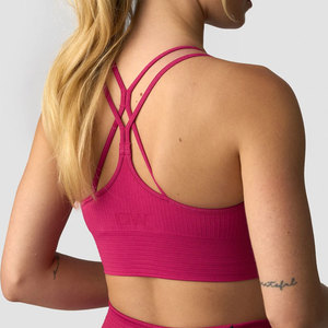 Soutien-gorge de sport côtelé sans couture pour femme, tricoté, dos croisé, pour le yoga, les activités sportives, l'extérieur et la gym, collection été - Product Image 2